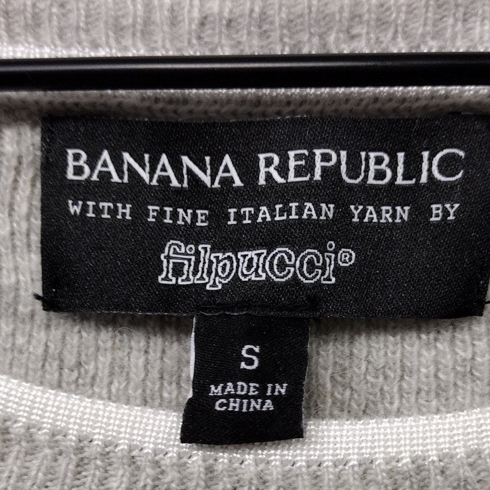 Banana Republic Filpucci Merino Wool Sweater Women's S Gray White Casual Retro - Picture 8 of 9